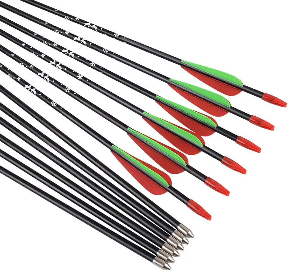 12 Fiberglass Arrows Set For Recurve Bow Practice Beginners