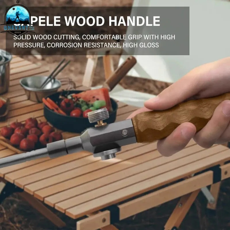 Wood Handle Removable Three-stage Gas Burner Gun Outdoor Camping Torch Cooking Bbq Igniter Cassette Gas Tank Highpower Flame Gun