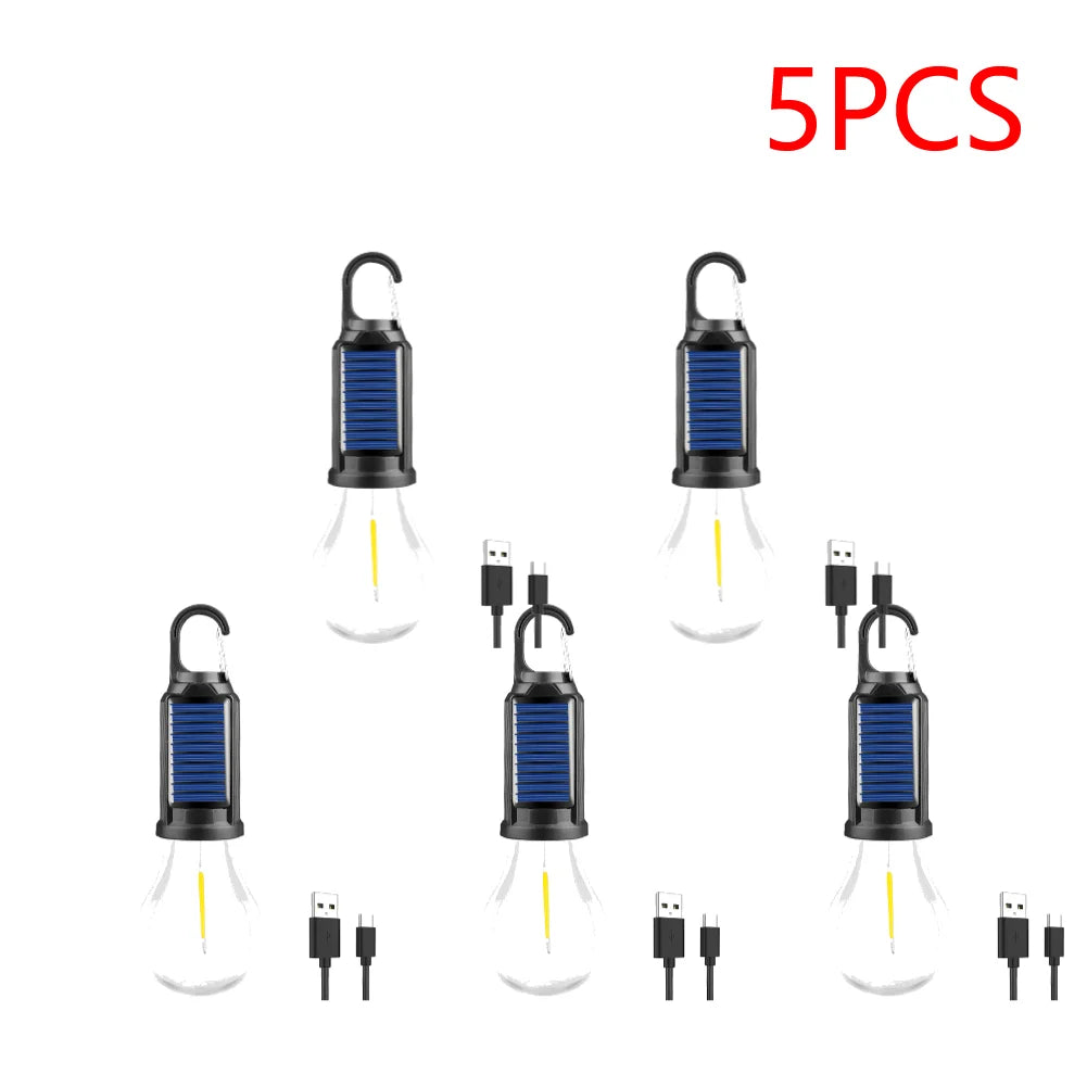Solar Powered LED Lantern USB Charging Camping Light