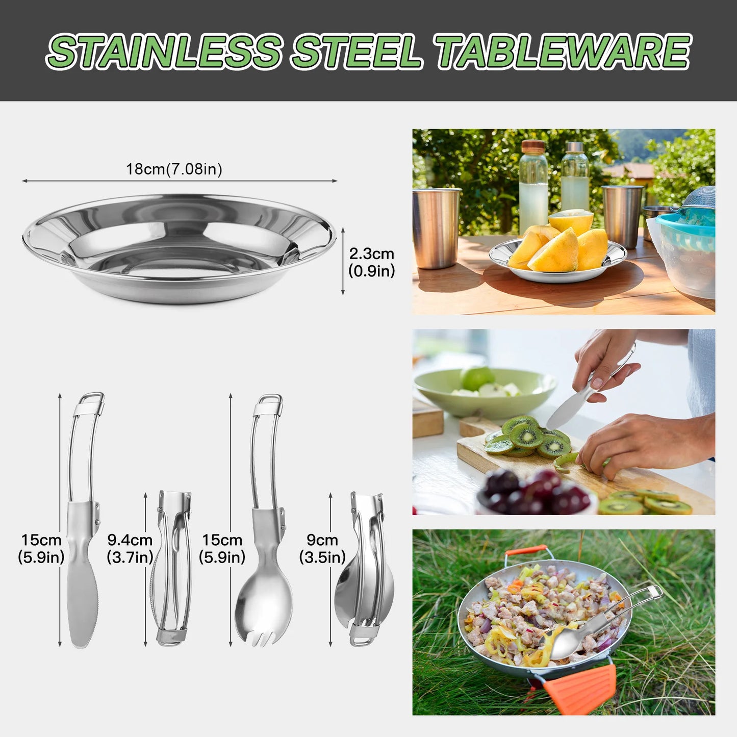 TOMSHOO 20pcs Outdoors Camping Pot Set Portable Aluminum Cookware Set