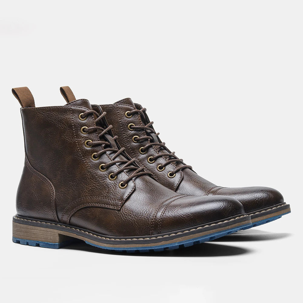 Classical Men Boots 2025 Fashion Comfortable Spring Leather Boots with Zipper