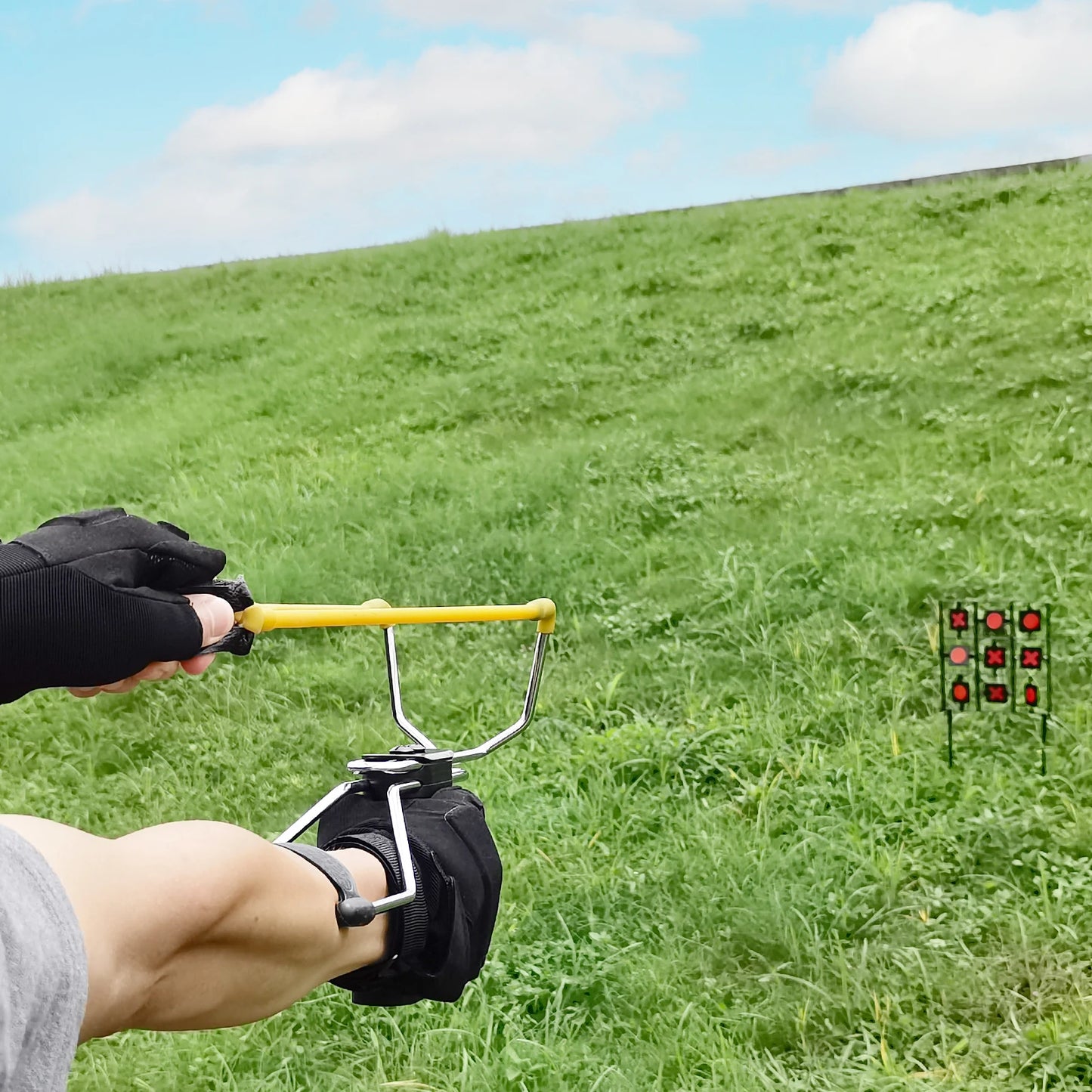 Slingshot Folding Rubberized Hunting Sling Shot with Auto-feed Dispensing Button wrist rocket slingshots for adults