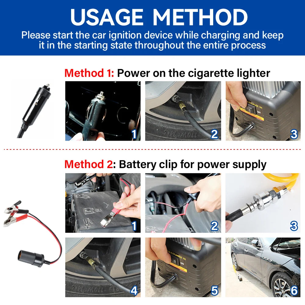 12V Air Compressor Portable Pressure Pump Set Car Mounted Electric Air Pump With Pressure Gauge And Automatic Inflation Pump