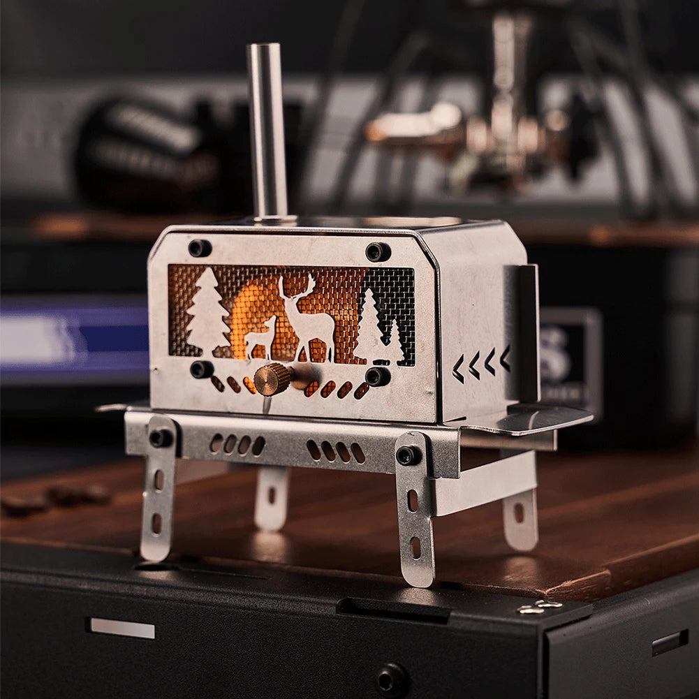 Mini Charcoal Stove Stainless Steel Camping Firewood Stove Rack Desktop Bonfire Stove Incense Burner for Picnic Home Outdoor