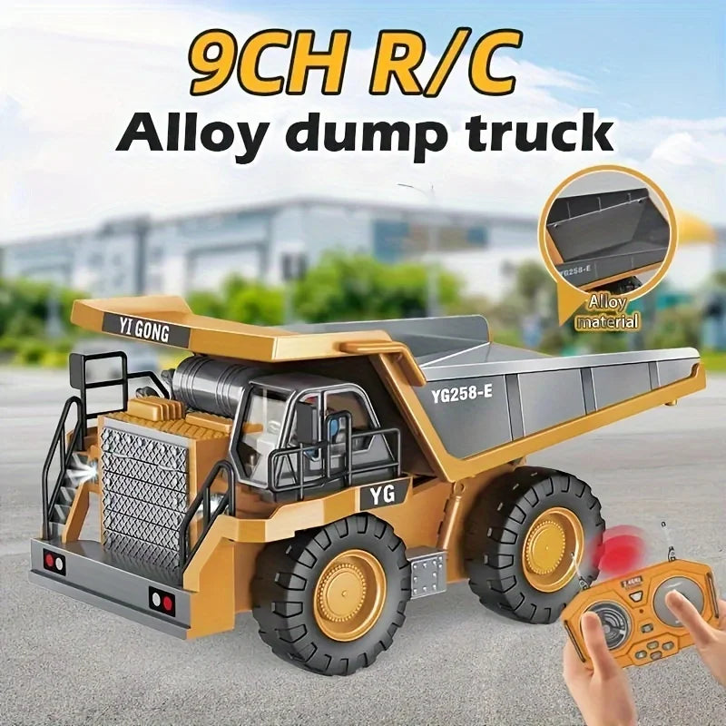 9CH RC engineering dump truck toy heavy-duty crane simulation car outdoor activity toy hybrid crane remote control car children'