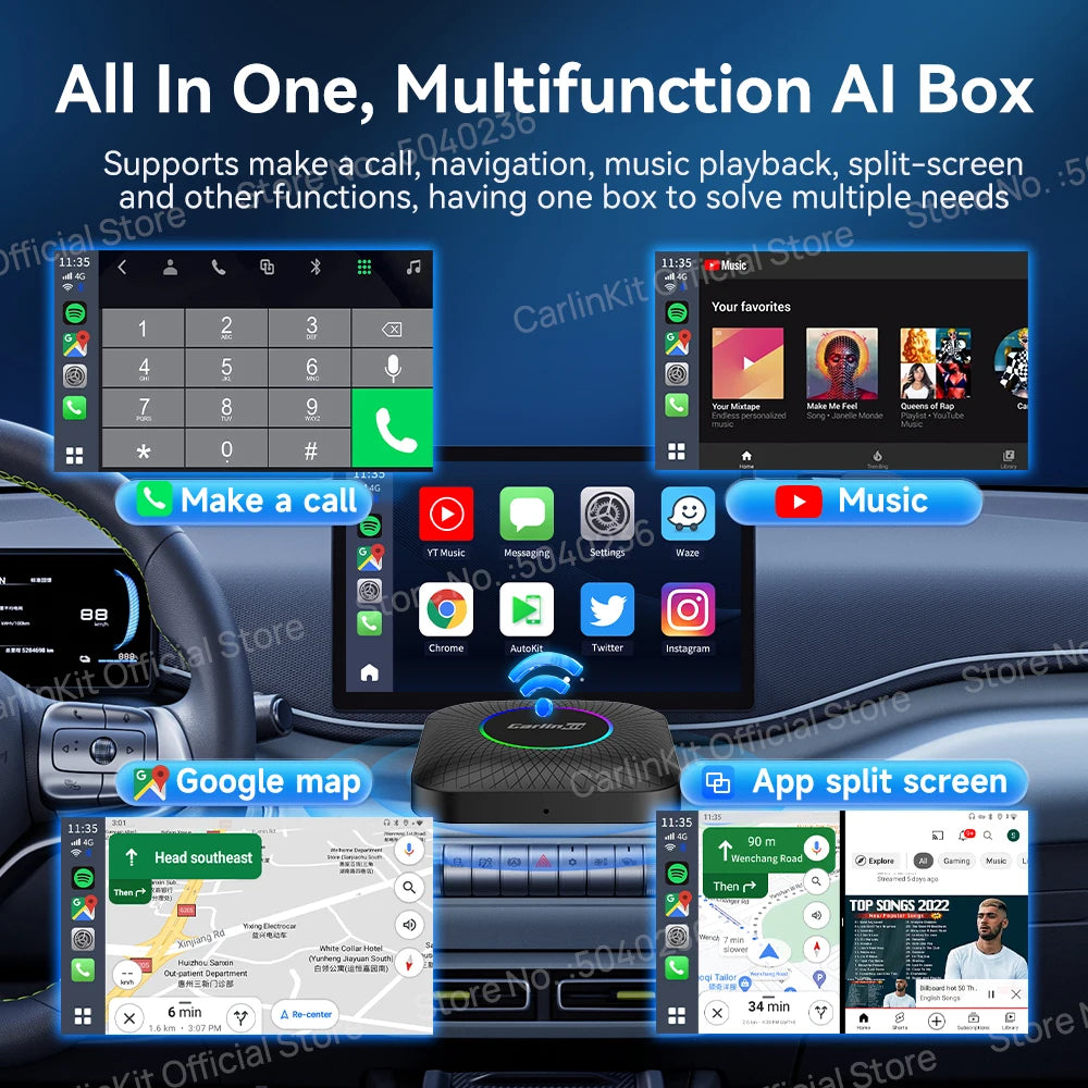 CarlinKit Car Intelligent Systems Wireless Android Auto Wireless CarPlay Smart TV Box For Netflix IPTV Android 13 CarPlay Ai Box