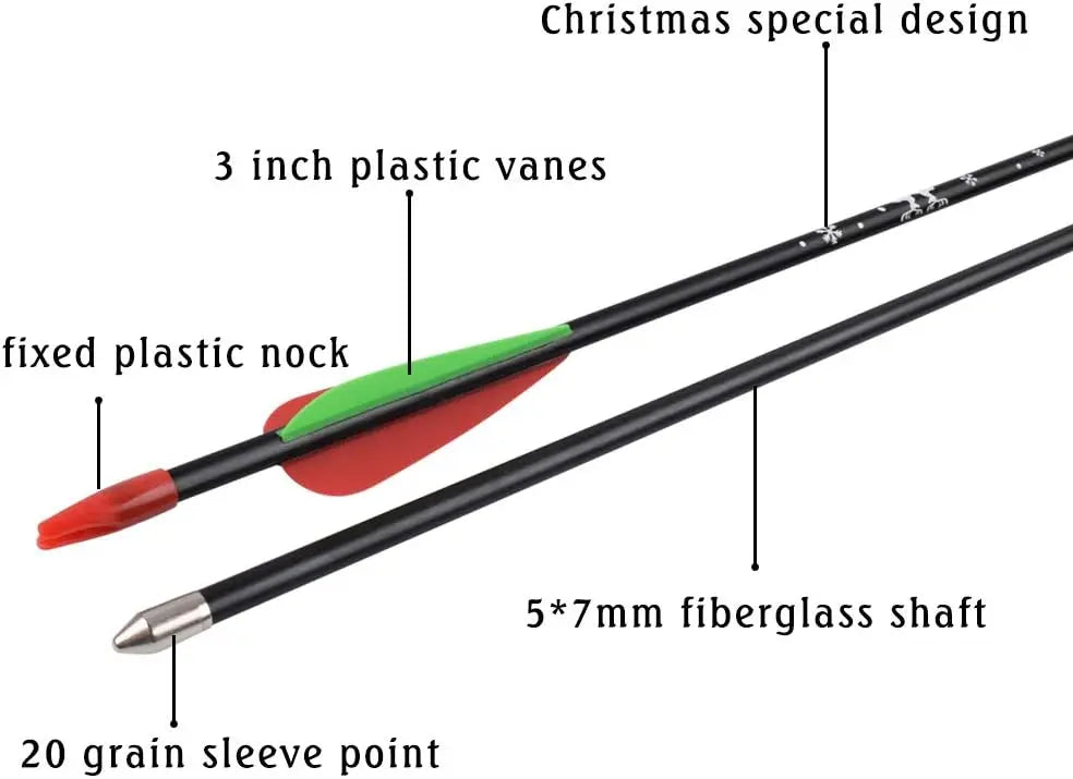 12 Fiberglass Arrows Set For Recurve Bow Practice Beginners