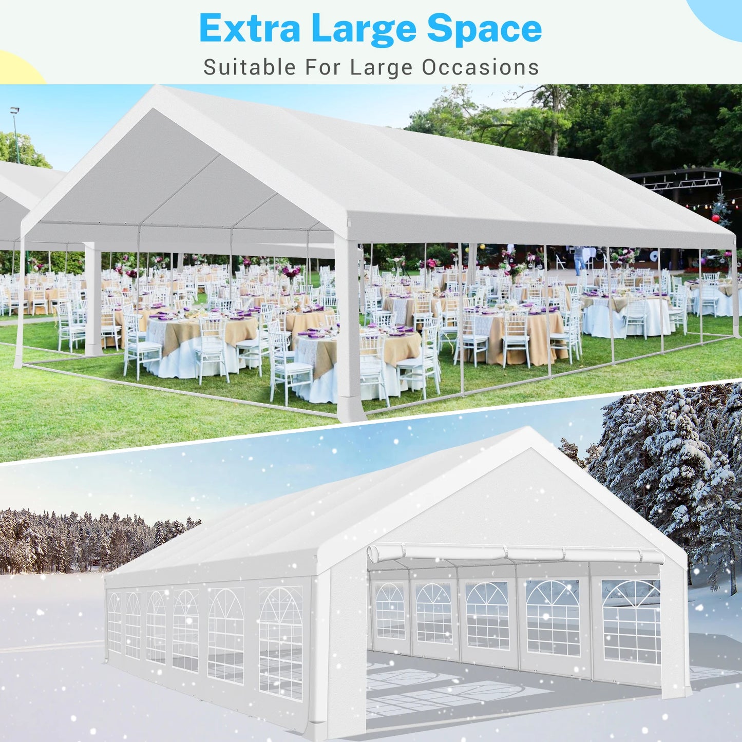 20x40 Party Tent Heavy Duty, Galvanized Wedding Tent, Event Shelter Tent For Parties, Outdoor Tent with Removable Sidewall