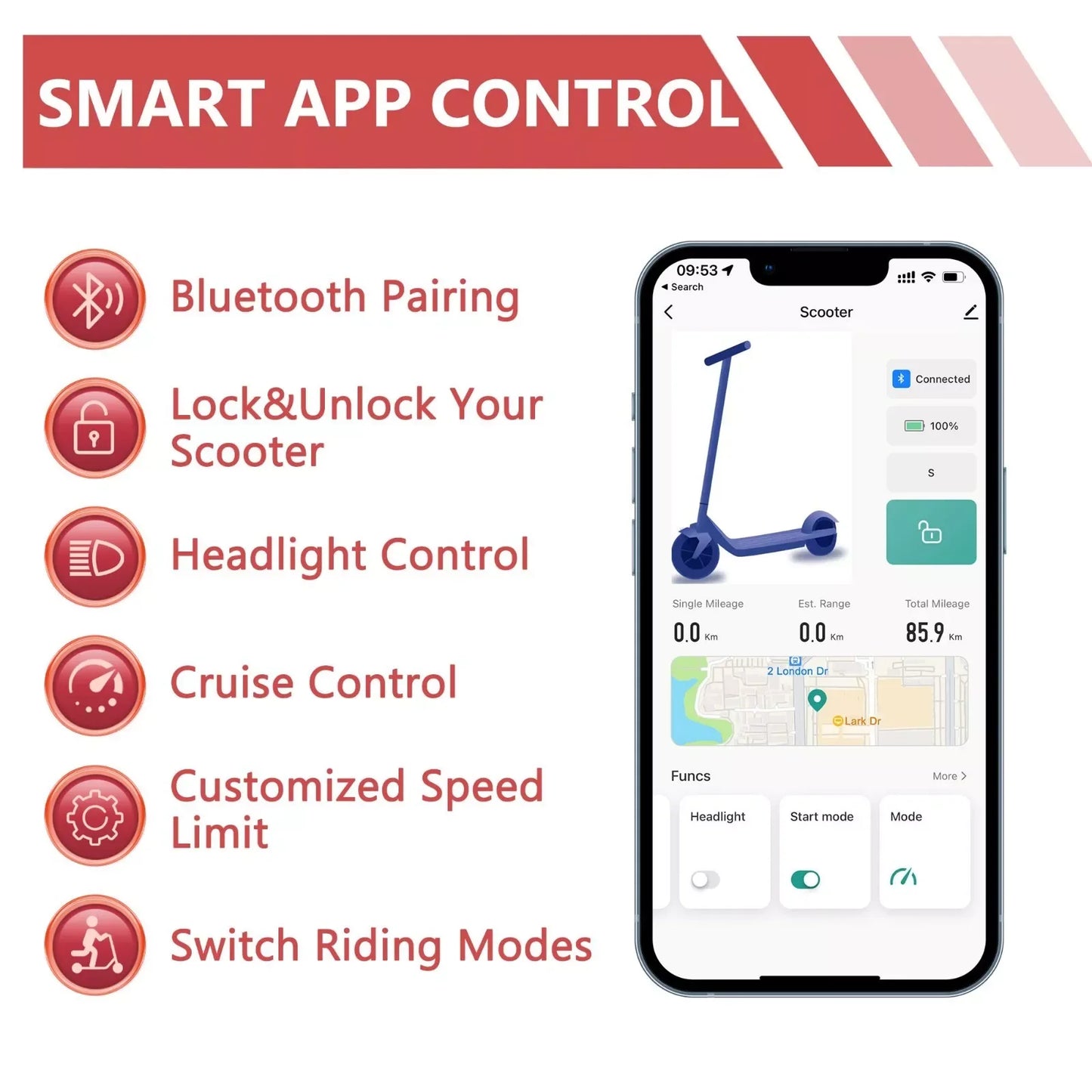 LADPED 350W Electric Scooter 19 MPH Folding Waterproof