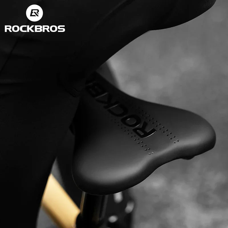 ROCKBROS Bike Saddle Road Steel Rails MTB Bike Cushion Comfortable Shock Absorption Wear-Resistant PU Leather Cycling Saddle