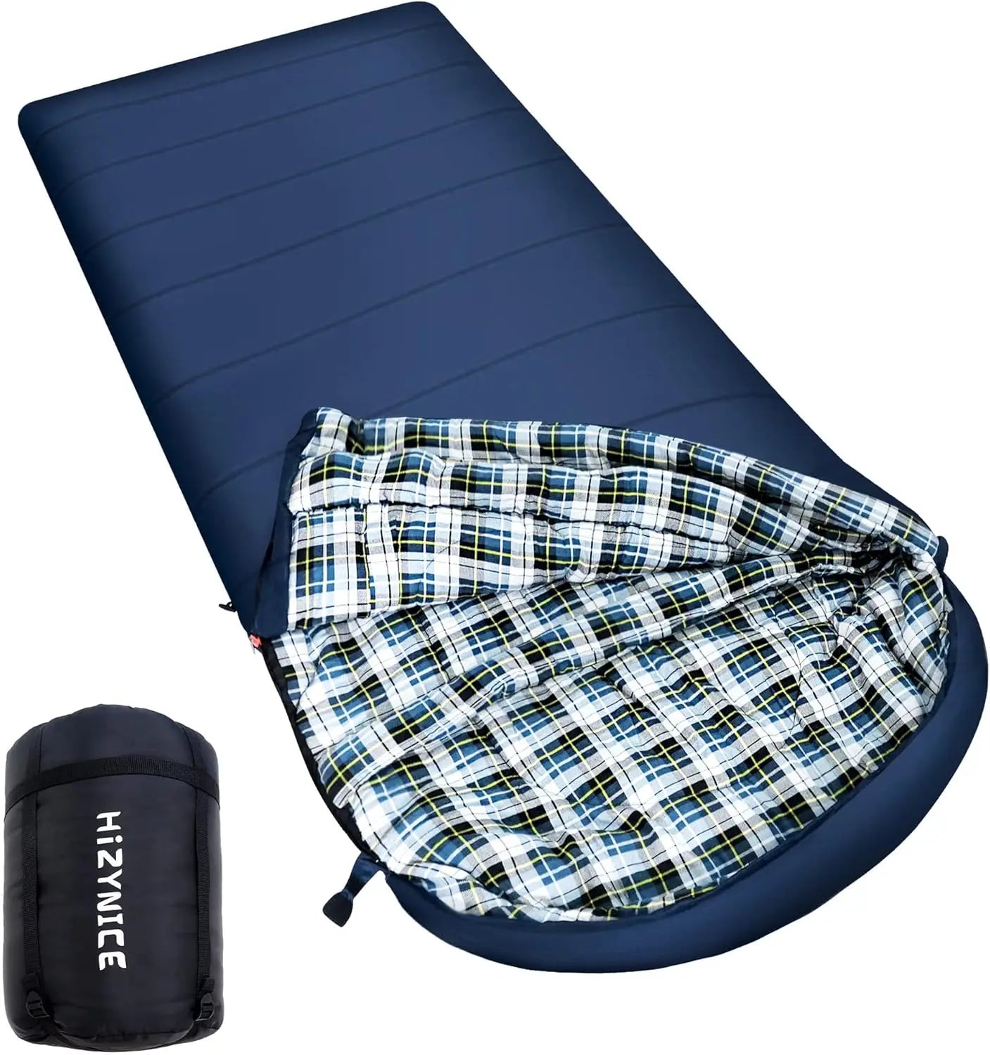 0 Degree Sleeping Bag 100% Cotton Flannel XXL for Adults Big and Tall Cold Weather Winter Zero Degree Camping,Free Compression