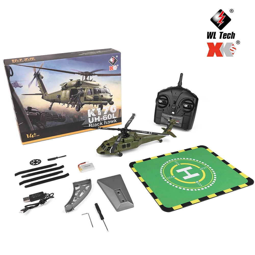 WLtoys K170 UH60L RC Helicopter 4 Channel With Gyro LED