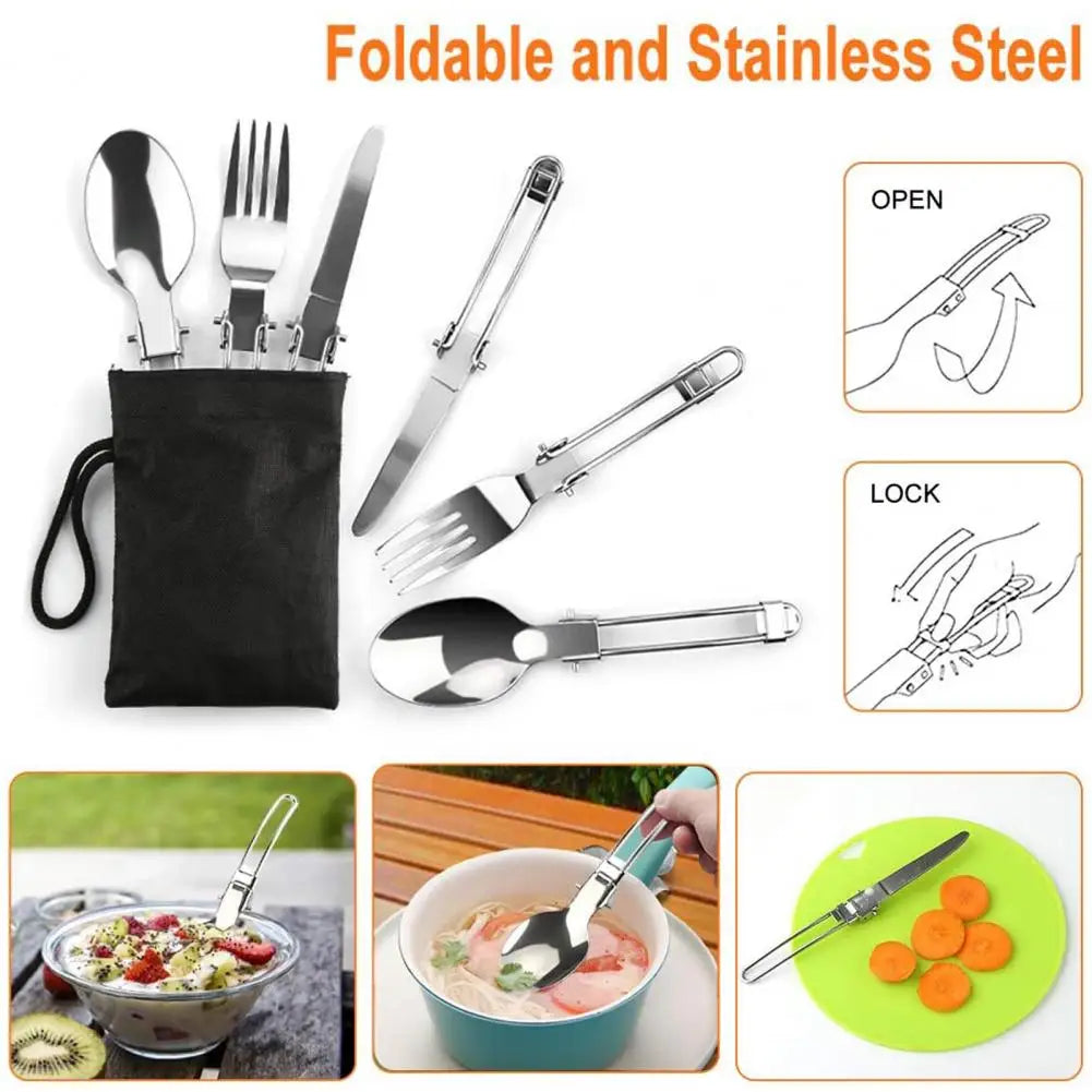 Portable Cooking Utensils Set Portable 2-person Camping Cookware Kit with Non-stick Pot Pan Kettle Outdoor Backpacking for Food