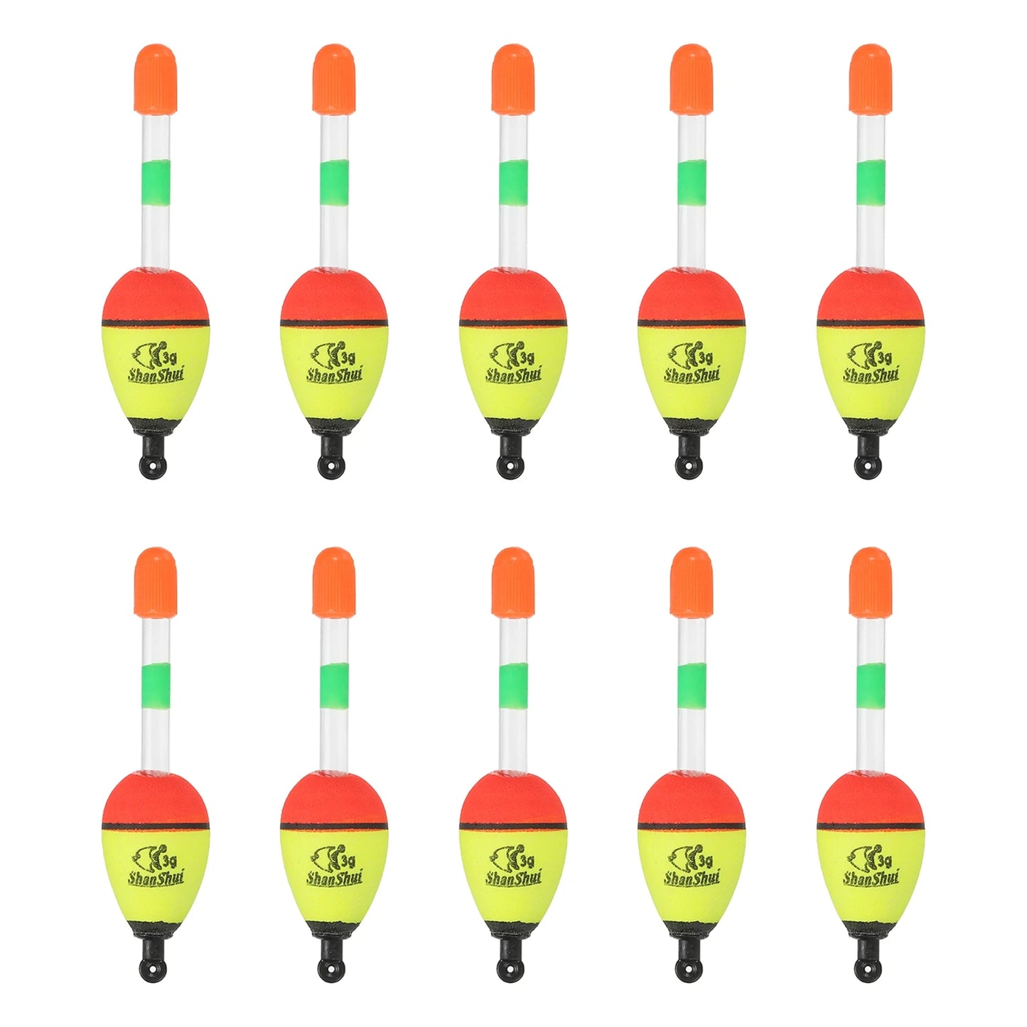 Fishing Bobbers, 10 Pack EVA Fishing Float for Saltwater Freshwater Fishing, Yellow