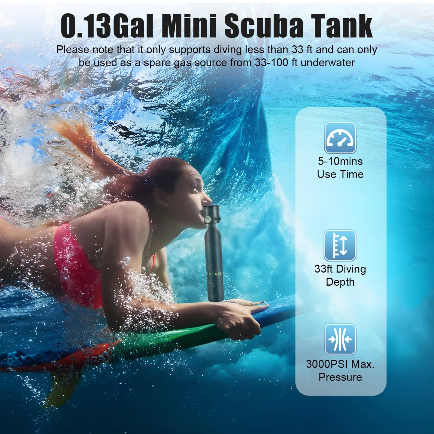 0.5L Mini Scuba Tank Diver Underwater 5 To 10 Minutes