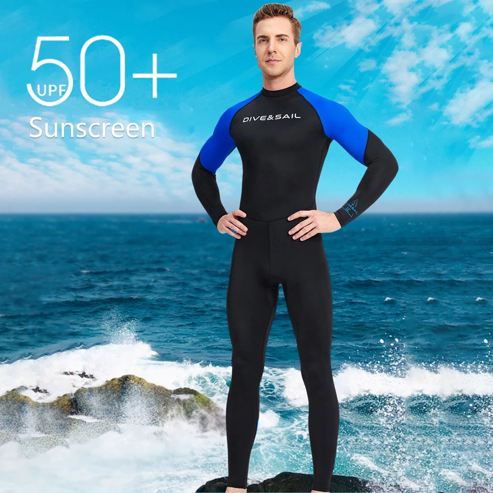 Men Diving Skin With Zipper Sunscreen Snorkeling Swimsuit