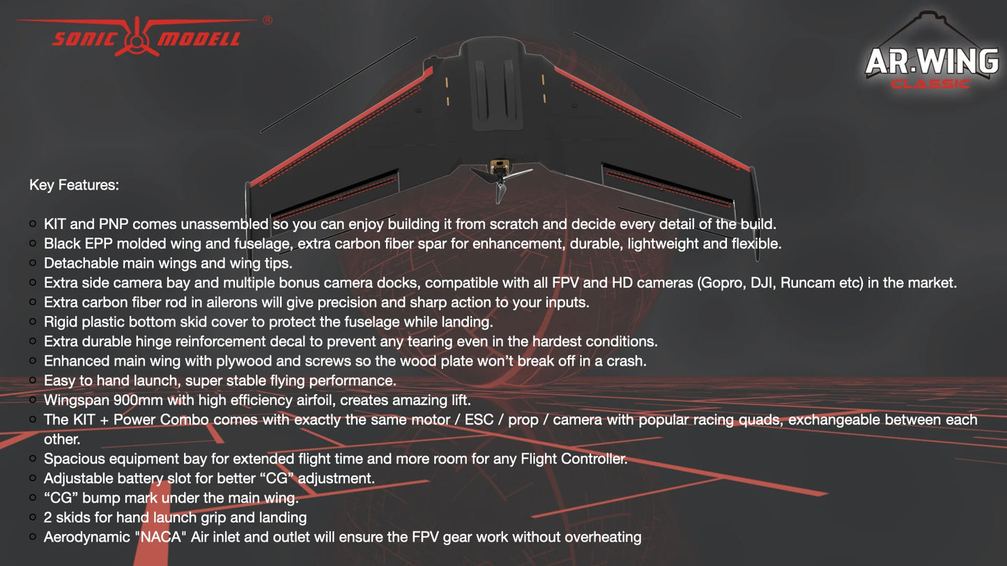 900mm Wingspan Sonicmodell AR Wing FPV Flying Wing Kit