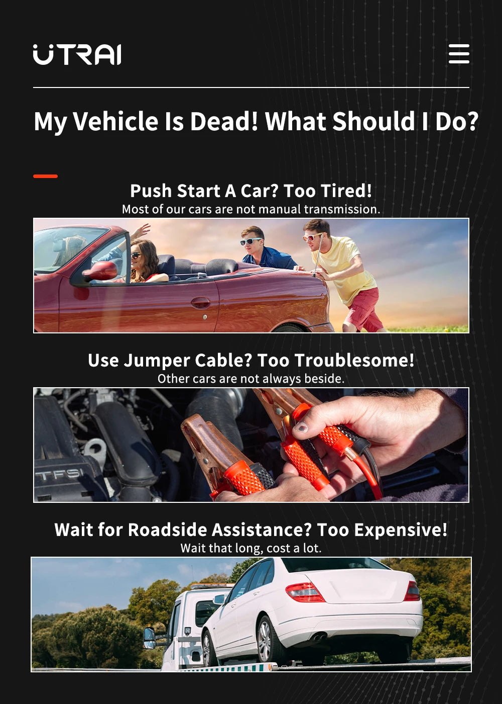 UTRAI Power Bank 2000A Jump Starter Portable Charger Car Booster 12V Auto Starting Device Emergency Car Battery Starter