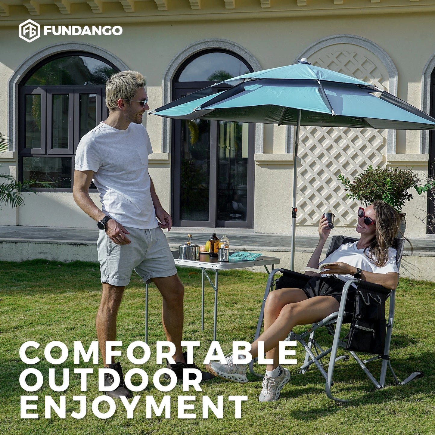 FUNDANGO Adult Swing Chair, Patio Lawn Camping Recreation, Portable, Foldable, with Storage Bag, 300 lb Load