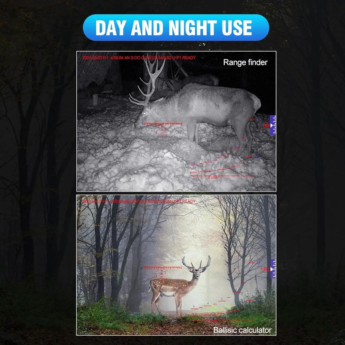 Night Vision Rifle Scope for Hunting Infrared Digital 60mm Lens IP66 Zoom 4.6-18x (WiFi) App Ballistic Calculator