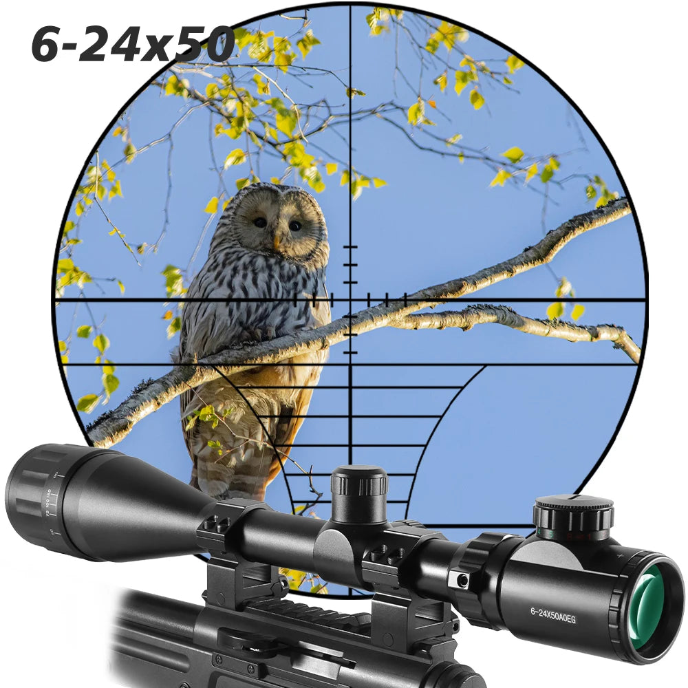 6-24x50 Hunting Deer Air Rifle Scope Wire Rangefinder Reticle Crossbow Mil Dot Reticle Riflescope Tactical Optical Sights