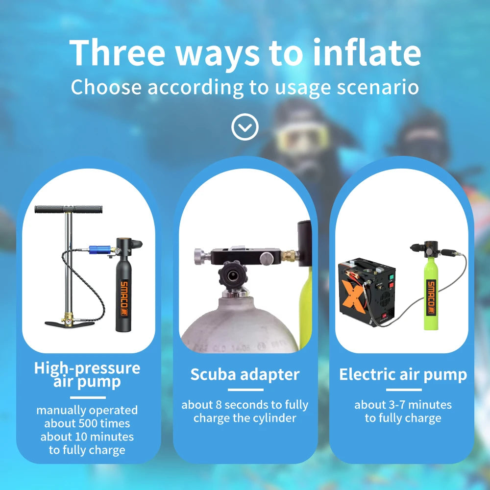 Scuba Mask With Air Tank System Full Face Premium Kit 0.5L