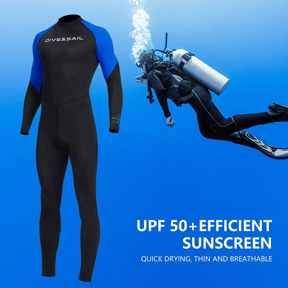 Men Diving Skin With Zipper Sunscreen Snorkeling Swimsuit
