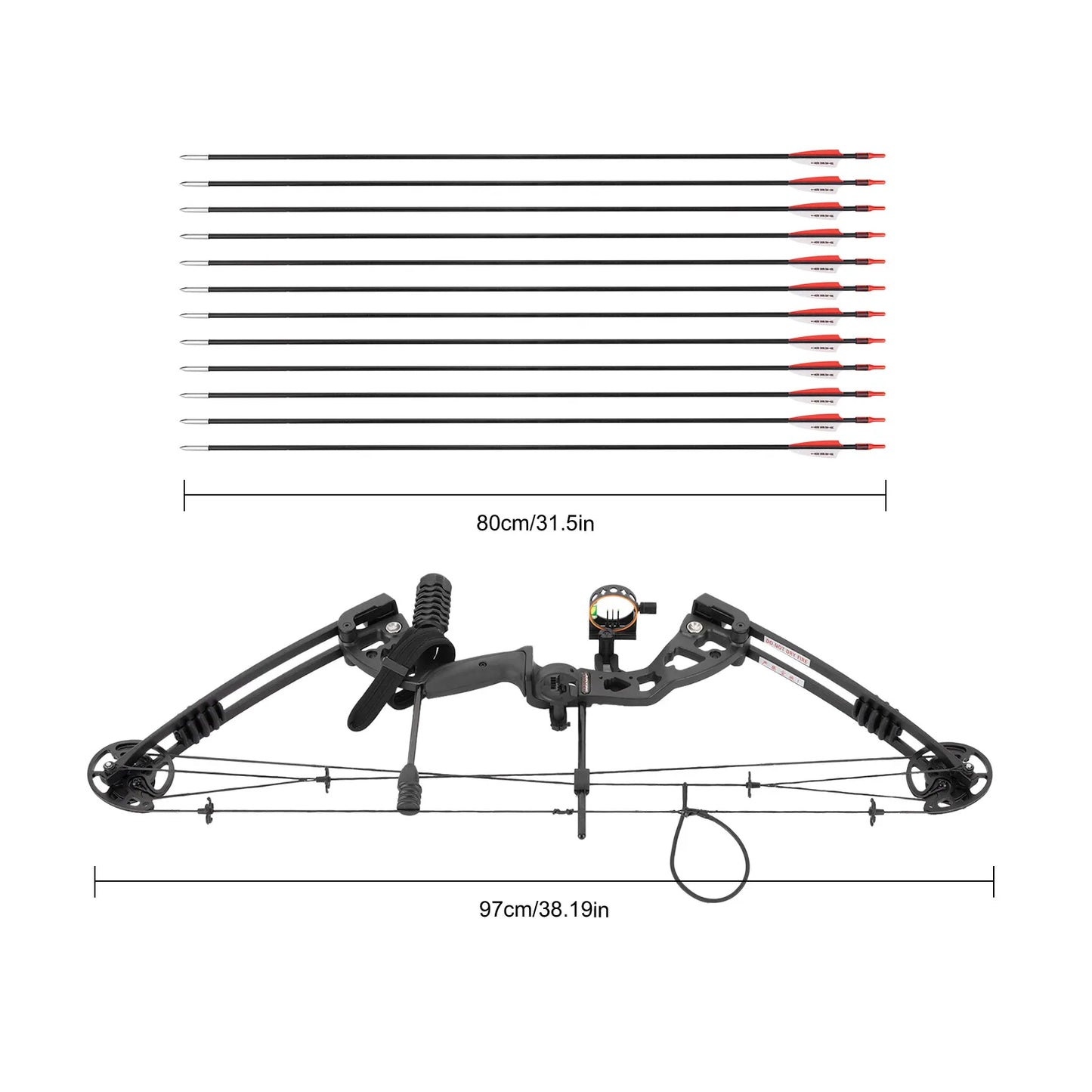 Compound Bow Recurve Bow w/ 12x Arrows Set Right Hand archery tool for Adult Hunting Training, outdoor competition