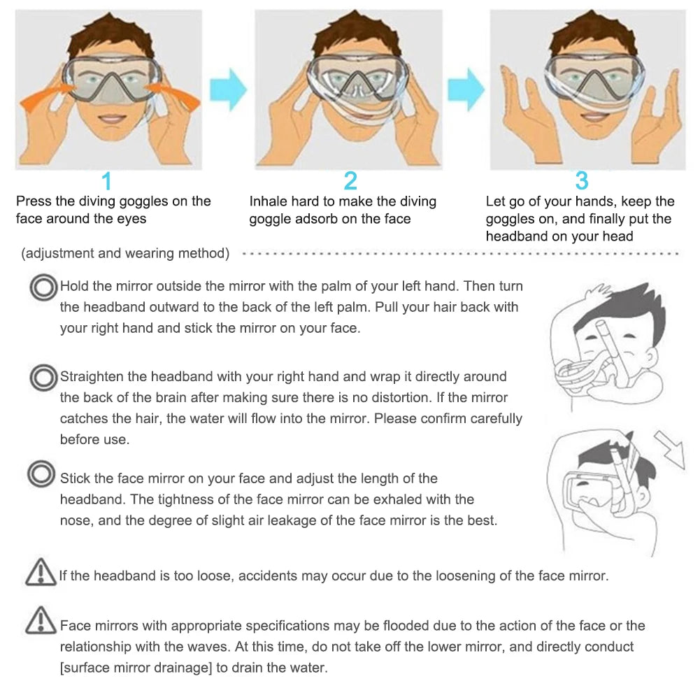 Diving Mirror Breathing Tube Set Silicone Mask For Men Women