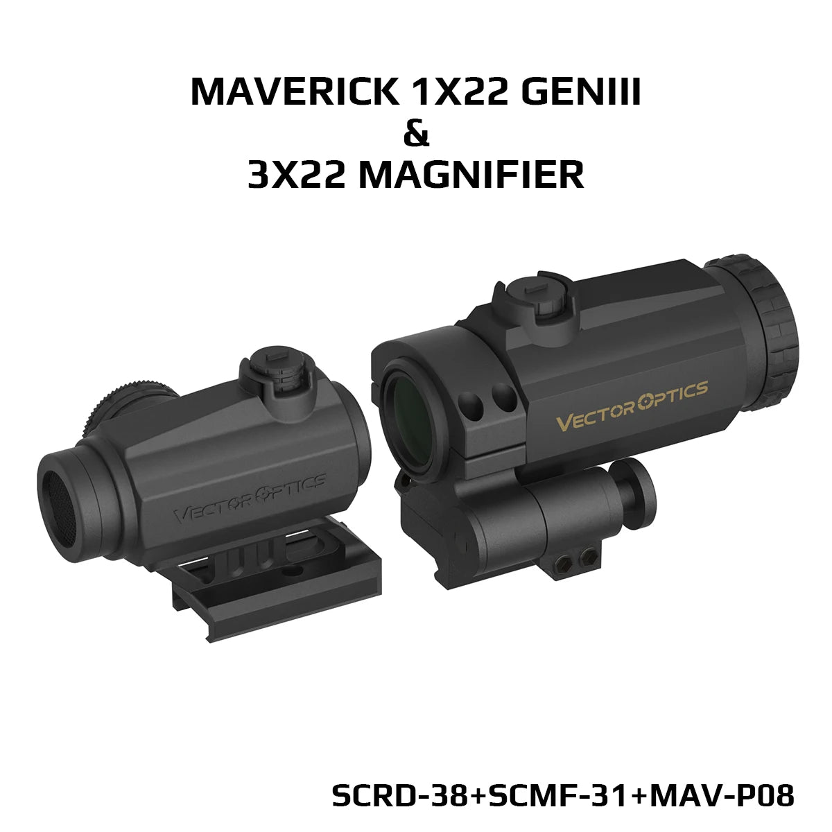 Vector Optics Maverick Gen3 1x22 Red Dot Scope Optic Sight Hunting Waterproof QD AR Sight Rubber Armed .223 5.56 .308 7.62