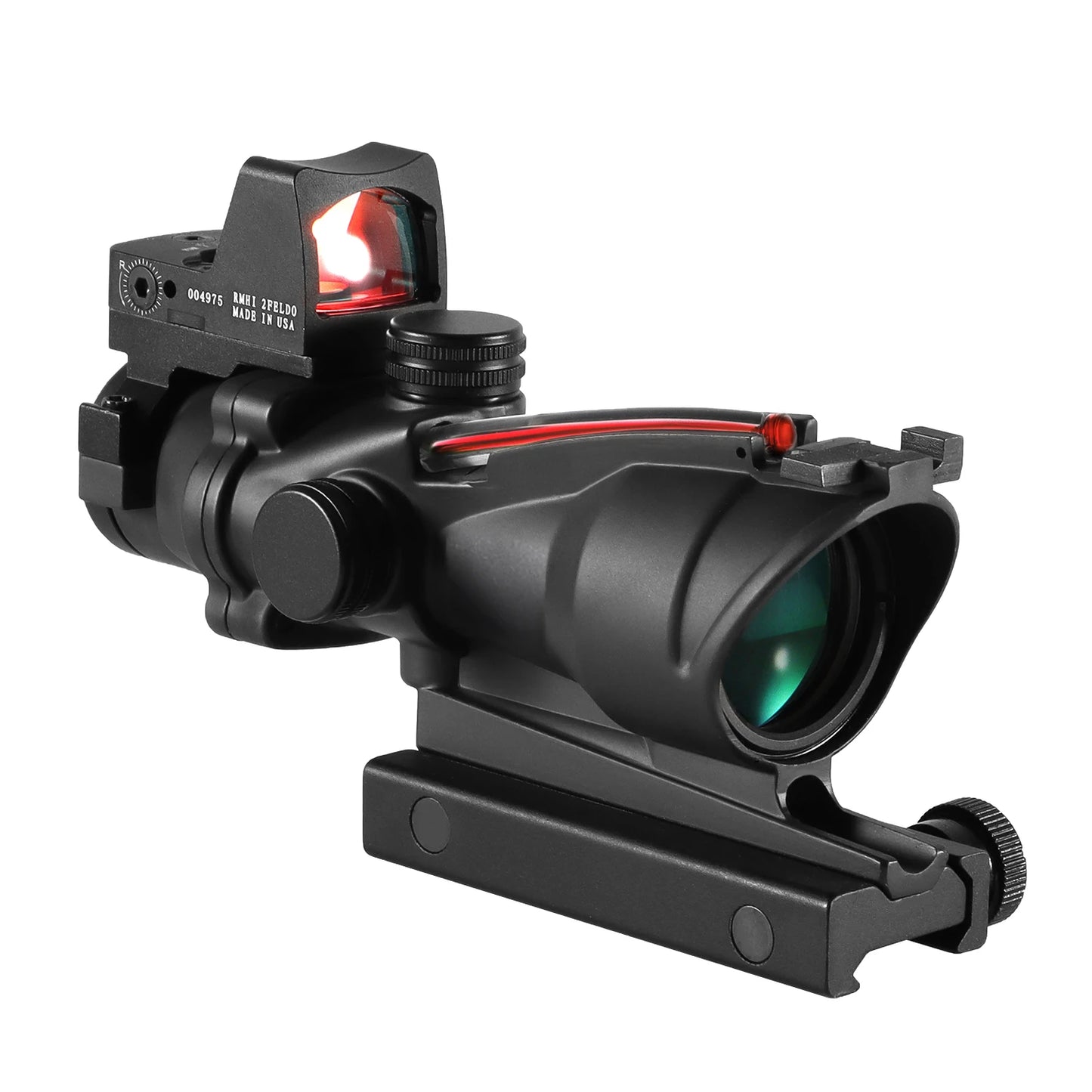 Adjustable 4x32 Red Dot 1x 4x Scope Red Dot Tactical Scope 20mm Rail Scope for Glock Hunting