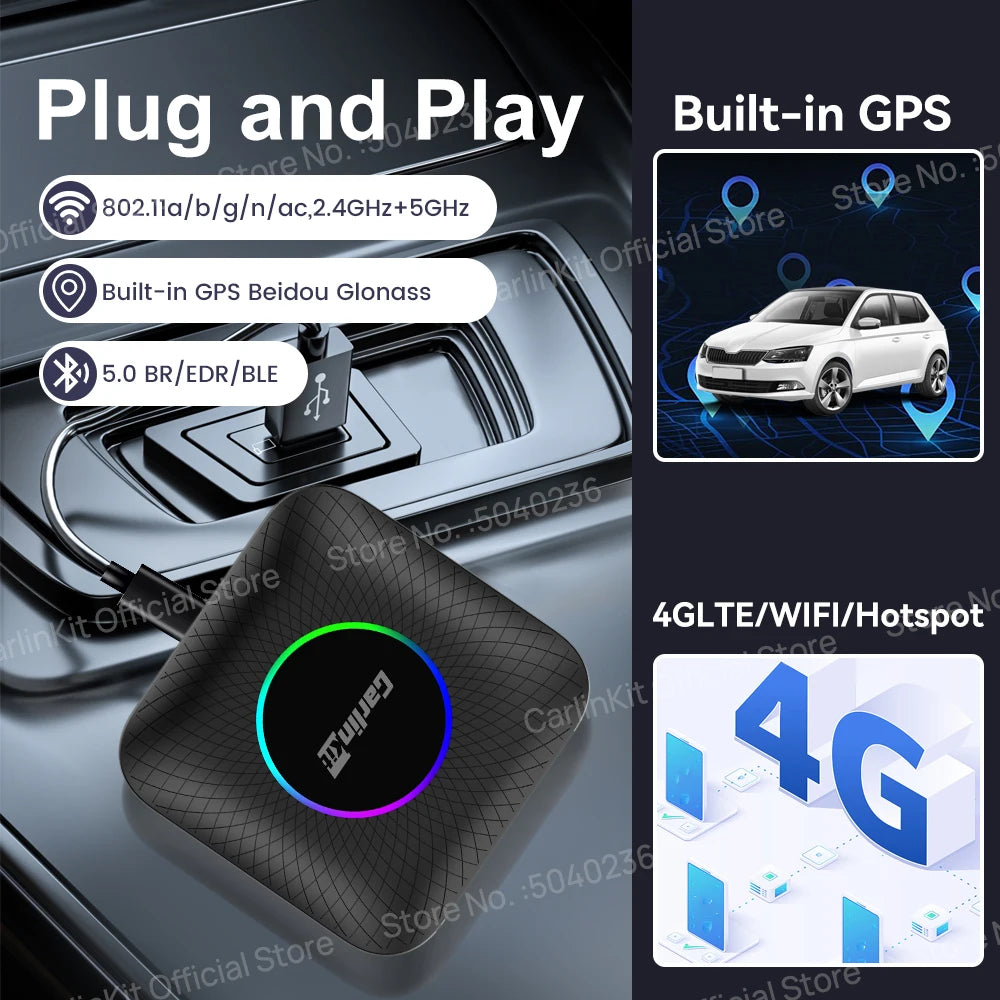 CarlinKit Car Intelligent Systems Wireless Android Auto Wireless CarPlay Smart TV Box For Netflix IPTV Android 13 CarPlay Ai Box