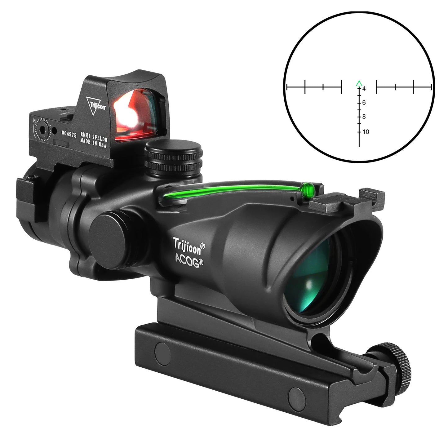 Adjustable 4x32 Red Dot 1x 4x Scope Red Dot Tactical Scope 20mm Rail Scope for Glock Hunting