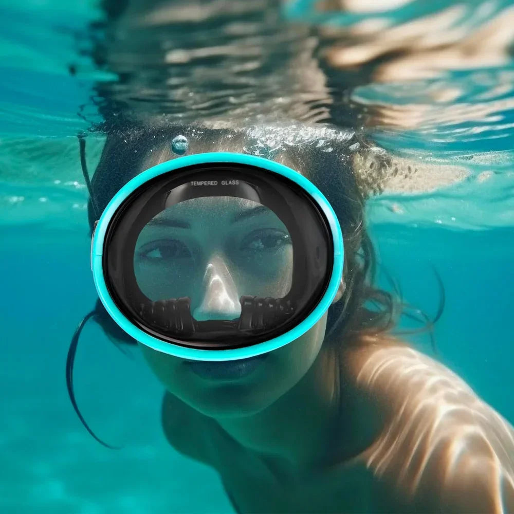 Oval Spearfishing Mask Classic Retro Panoramic View Goggles
