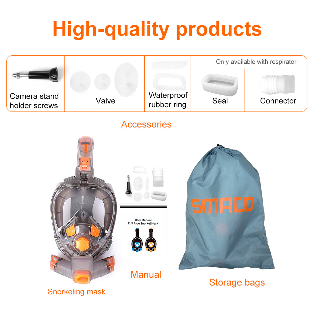 Smaco Full Face Snorkel Mask Anti Fog Wide View Diving