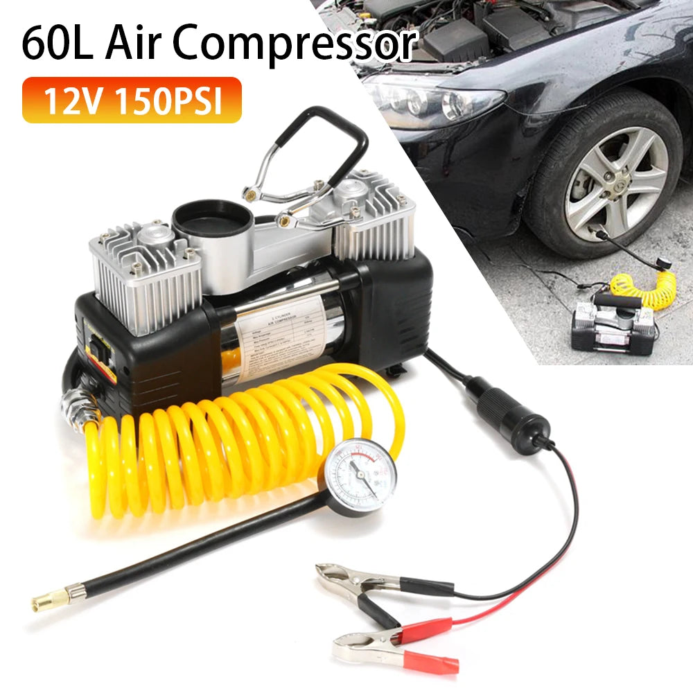 12V Air Compressor Portable Pressure Pump Set Car Mounted Electric Air Pump With Pressure Gauge And Automatic Inflation Pump