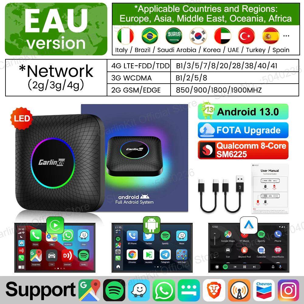 CarlinKit Car Intelligent Systems Wireless Android Auto Wireless CarPlay Smart TV Box For Netflix IPTV Android 13 CarPlay Ai Box