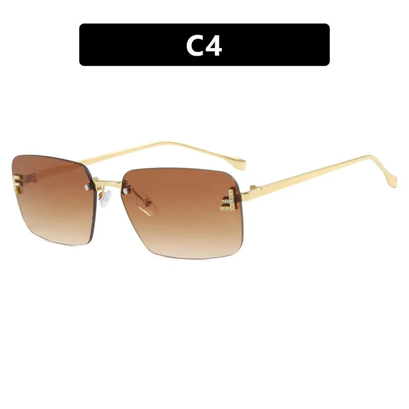 Rimless Square Sunglasses UV400 Frameless Unisex Driving
