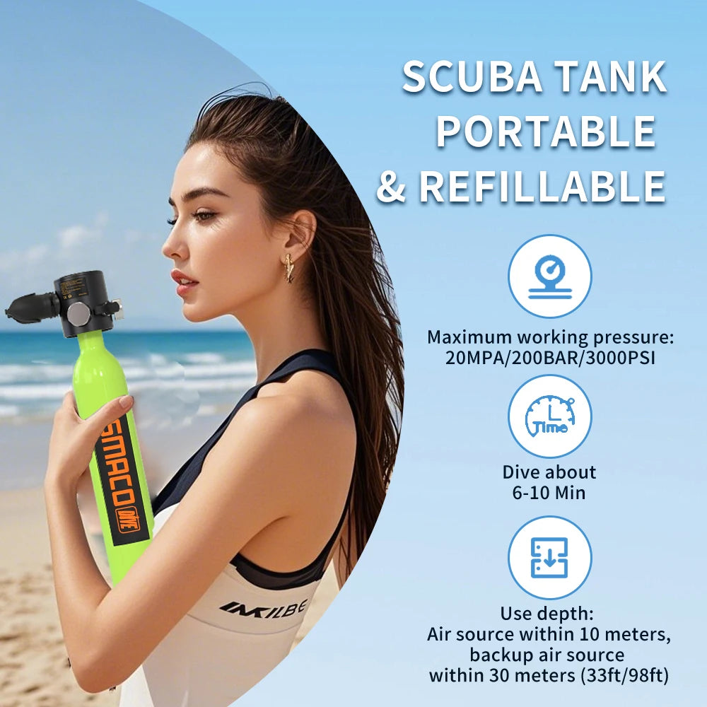Scuba Mask With Air Tank System Full Face Premium Kit 0.5L