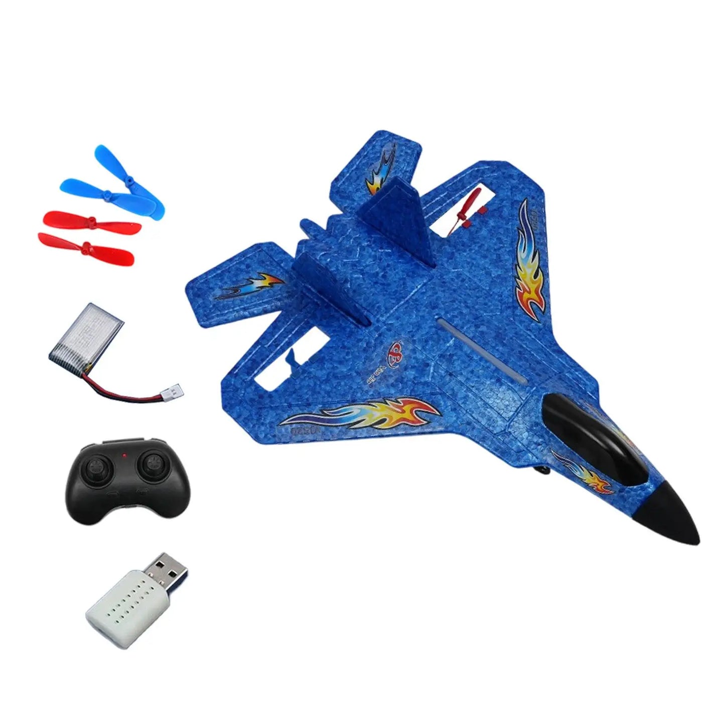 Foam RC Airplane Toy Rechargeable Remote Control Plane with Gyro Night Flight LED Glider for Children Adult Training