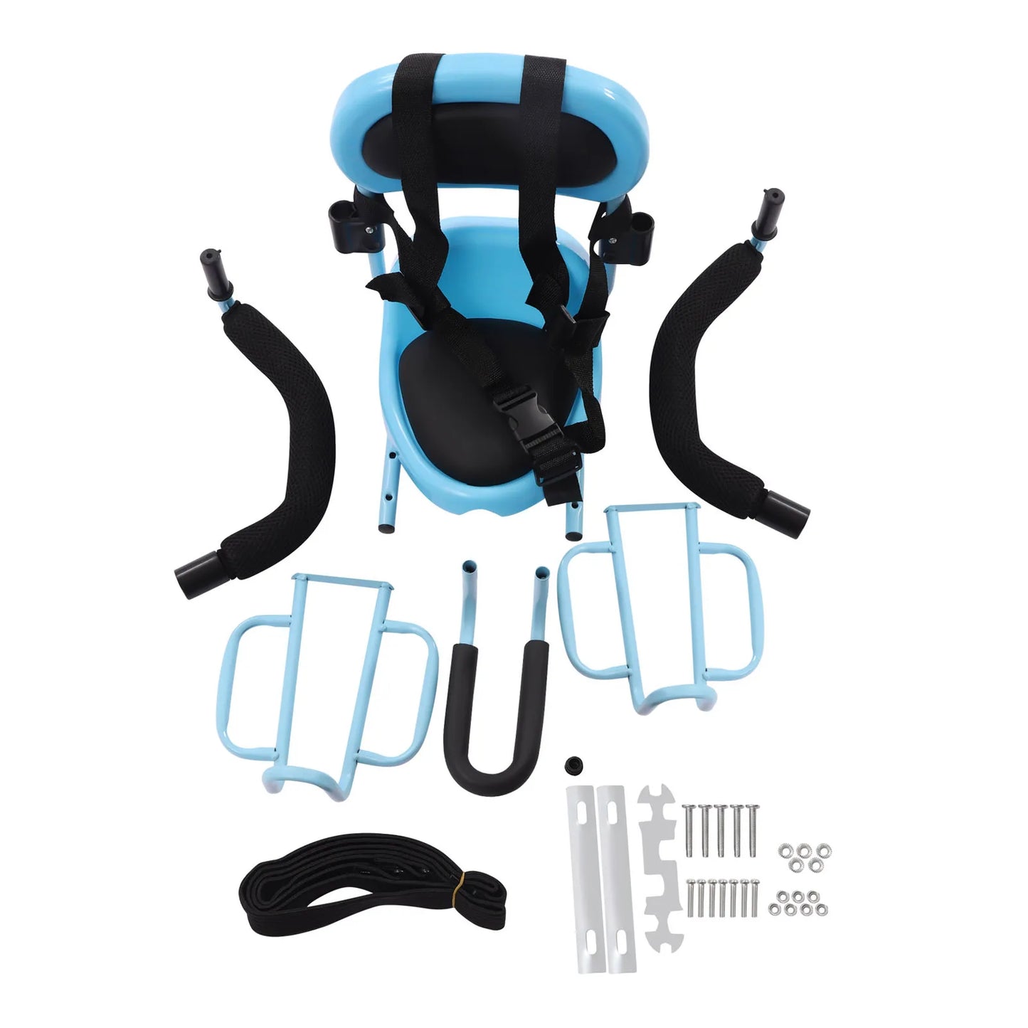 Rear-Mounted Child Bike Seat with U-Shaped Guardrails | Adjustable Safety System for 6M-6Y Kids Blue