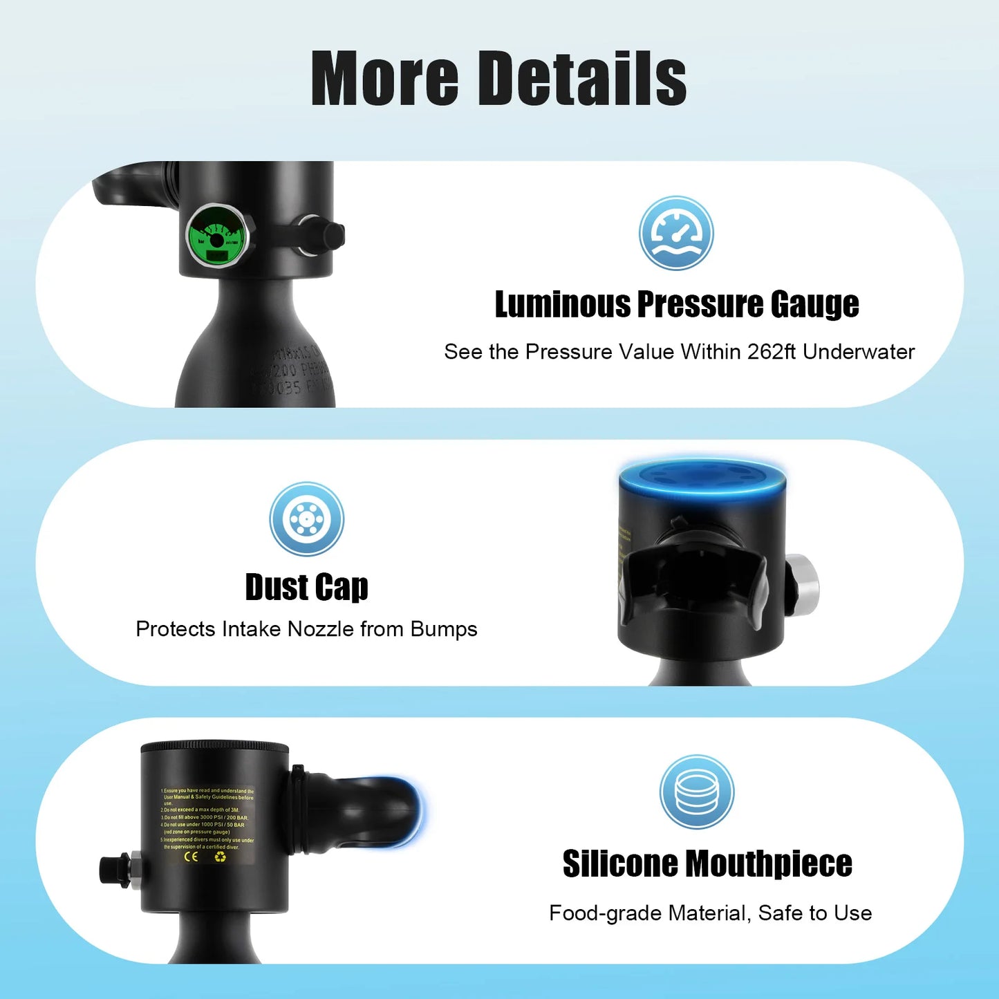 0.5L Mini Scuba Tank Diver Underwater 5 To 10 Minutes