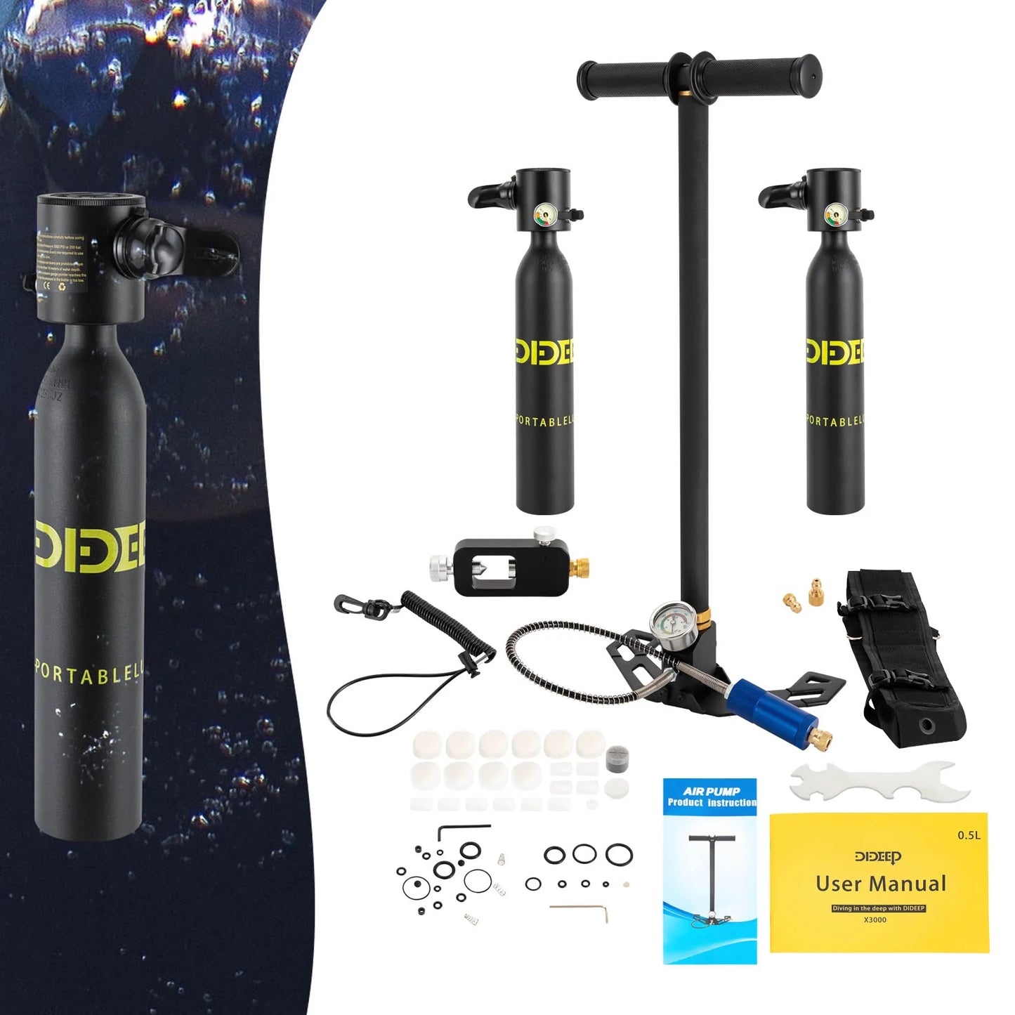 Mini Scuba Tank Kit 0.5L Reusable Underwater Breathing