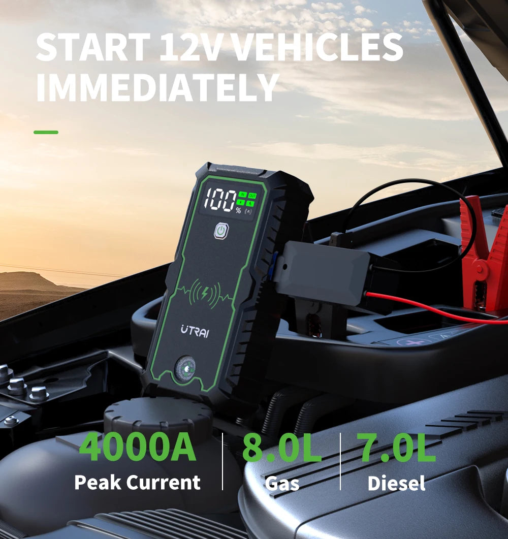 UTRAI Power Bank 4000A Jump Starter Portable Charger Car Booster 12V Auto Starting Device Emergency Car Battery Starter