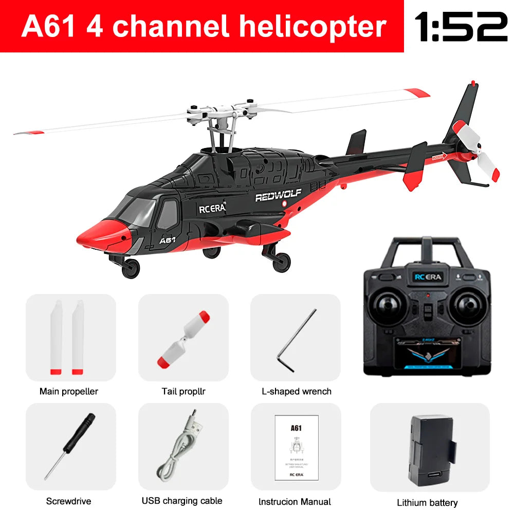 RC ERA A61 Airwolf Helicopter 4CH Optical Flow Positioning 1/52 6axis Gyro 10Min Fight Time 120M Bell222 Remote Control Airplane