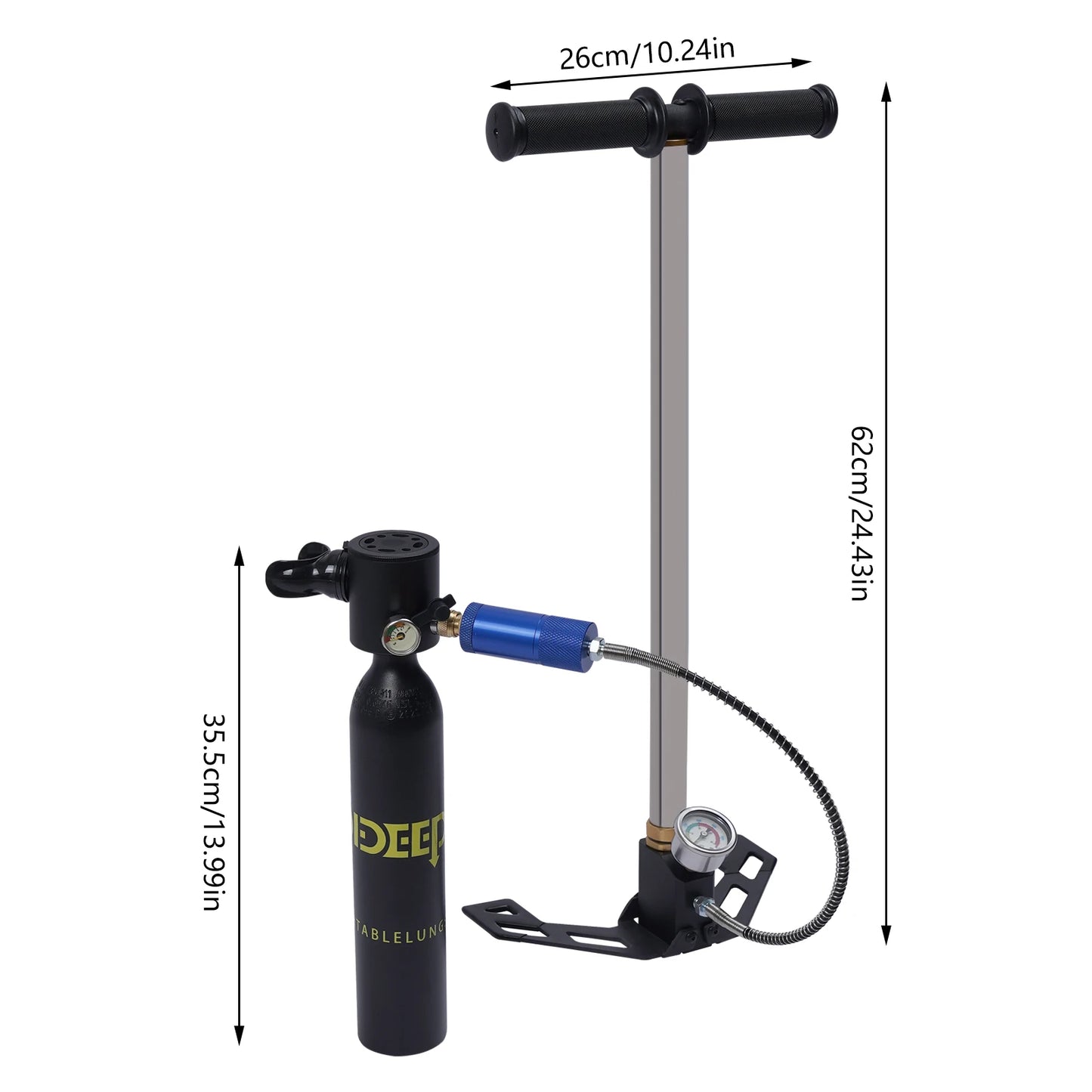 Portable Scuba Diving Tank With Pump Half Liter Capacity
