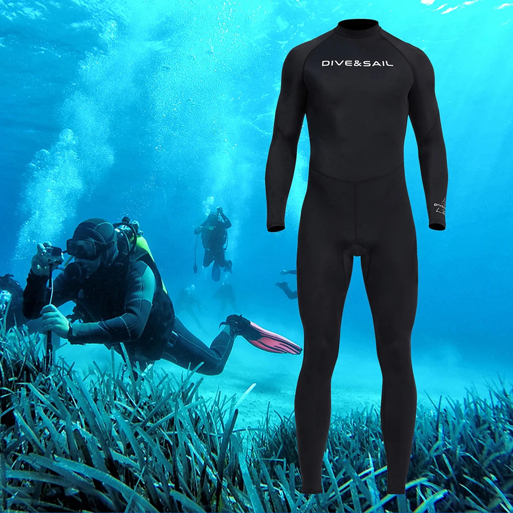 Men Diving Skin With Zipper Sunscreen Snorkeling Swimsuit