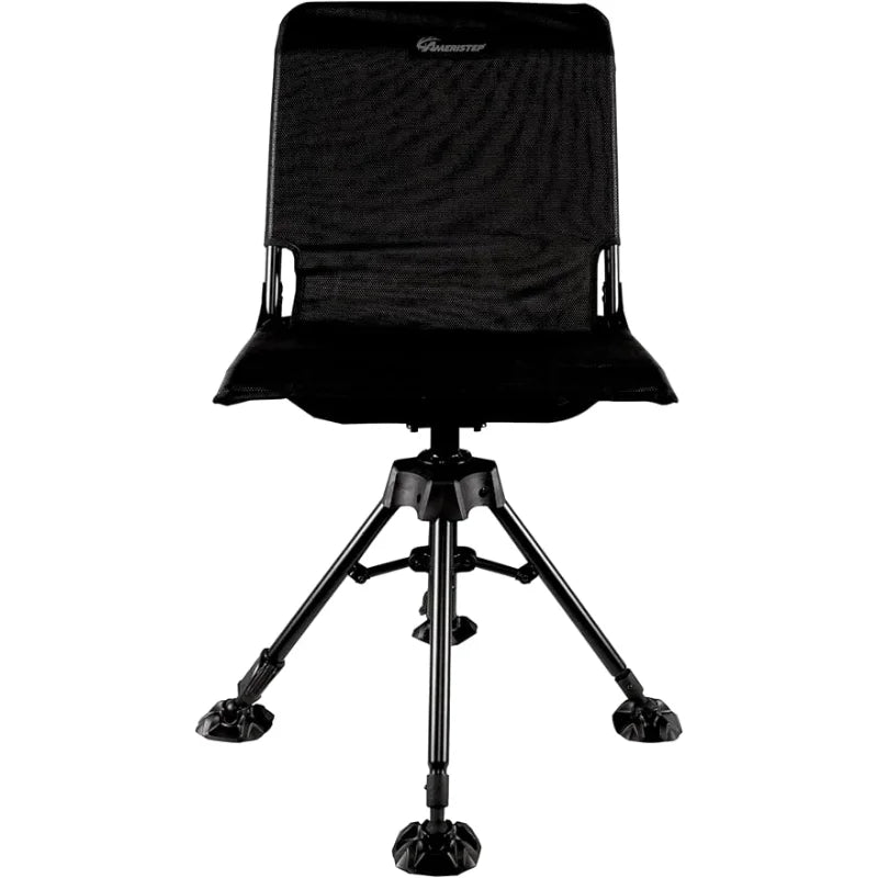 Ameristep Portable Folding Design Hunting Lightweight Heavy-Duty 360 Silent Swivel Blind Chair, Black