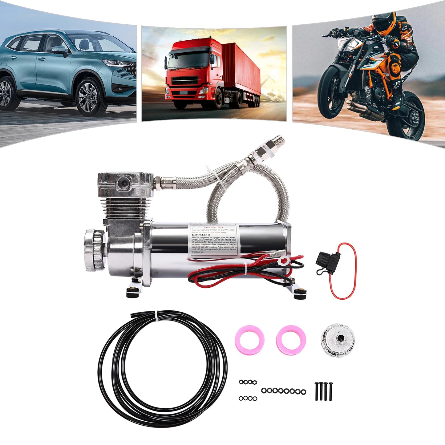 200-300 W Air Suspension Compressor, 50 L/Min 200 Psi Air Compressor Kit, 12 V 23 A High-Performance Compressor