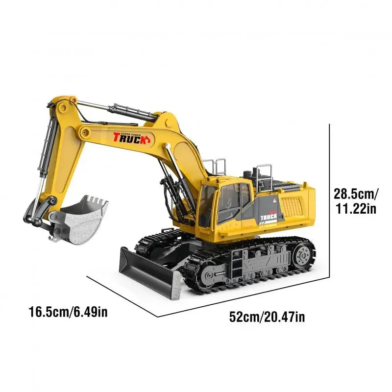 1:18 RC Spray Excavator Truck 17CH Simulation Alloy Sound Led Lights 680 Degree Rotation Vehicle Kids Toys Boys Birthday Gift
